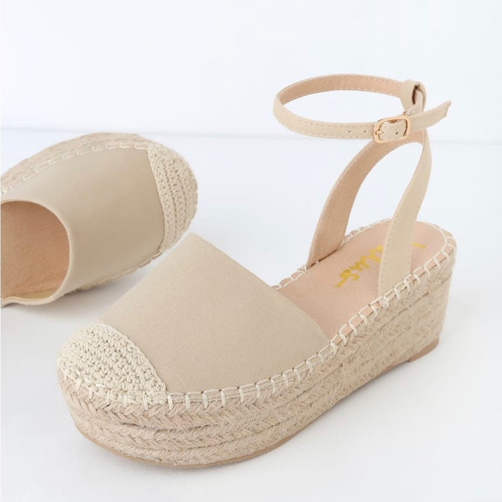 Lulu's Cream Espadrille Platform Wedge Sandals - Picture 4 of 7